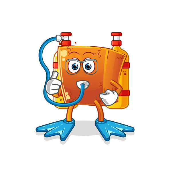 brick diver cartoon. cartoon mascot vector - Вектор,изображение