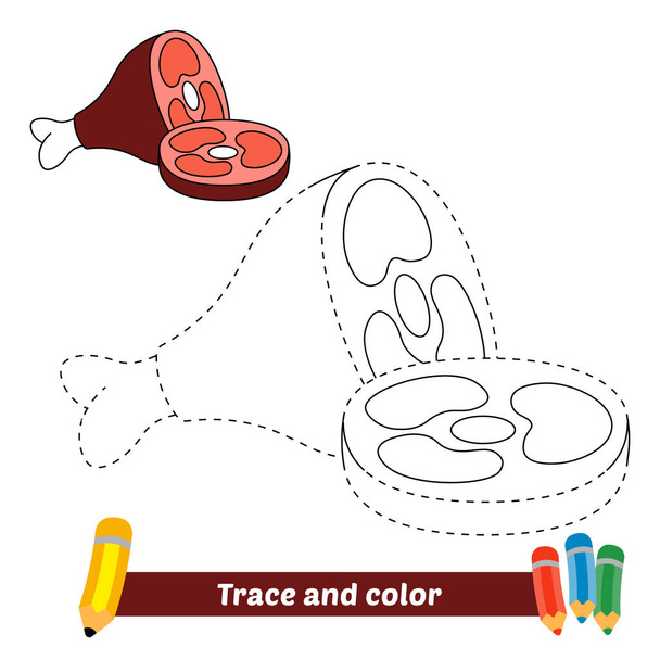 子供のためのトレースと色,肉ベクトル - ベクター画像