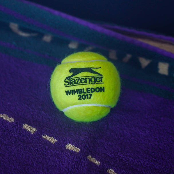 ISLA MUJERES, MEXICO - SEPTEMBER 19, 2021: Wimbledon memorabilia on display at the Rafa Nadal Museum in Rafa Nadal Tennis Centre, Costa Mujeres, Mexico.  - Fotoğraf, Görsel