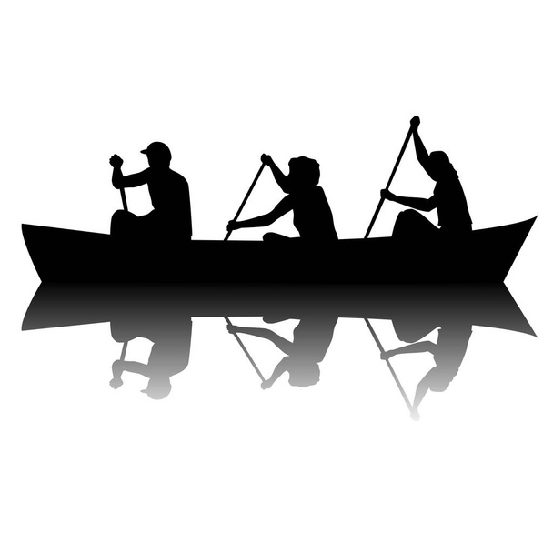 Barco equipe isolada no fundo branco com sombras - Vetor, Imagem