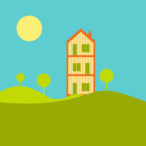Geometric houses with eco nature environment. Vector.  - Vektor, obrázek