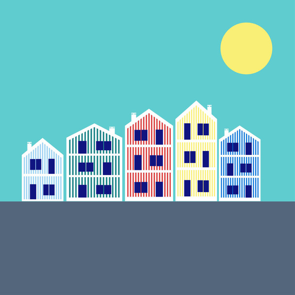 Geometric houses with eco nature environment. Vector.  - ベクター画像