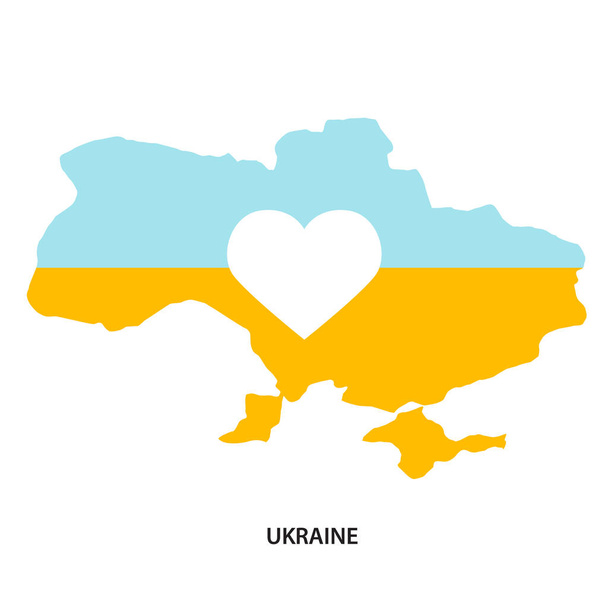 Print. Vector map of Ukraine. Silhouette. Ukrainian flag. - Vector, Image
