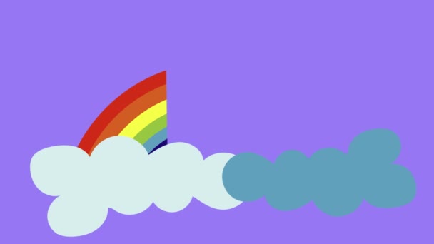 video animatie regenboog verschijnt in de lucht en wolken verdwijnen - Video