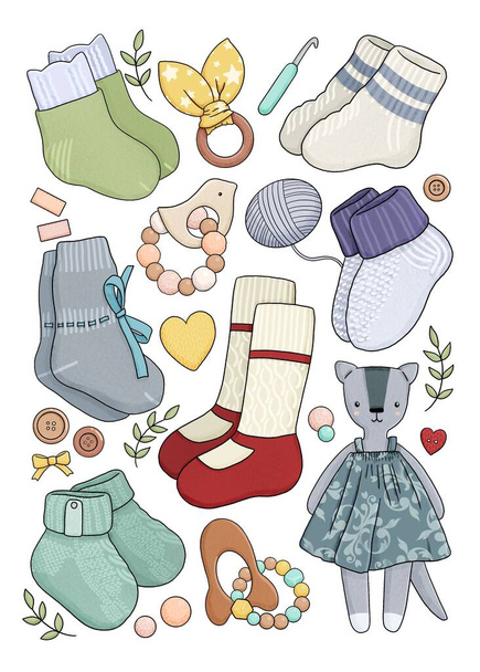 Knitted socks, many different colors and sizes - Foto, immagini