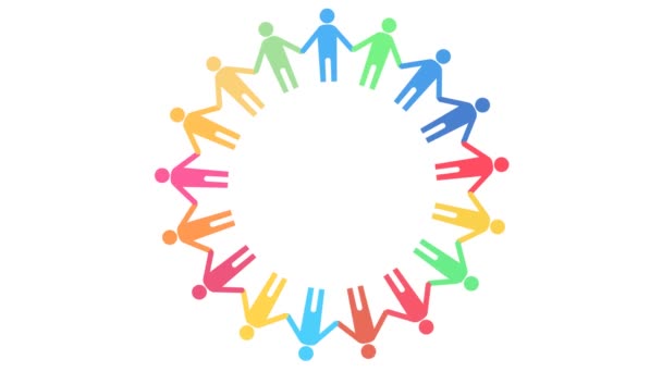 SDGs Animación de bucle de personas cogidas de la mano girando, 17 colores especificados - Metraje, vídeo