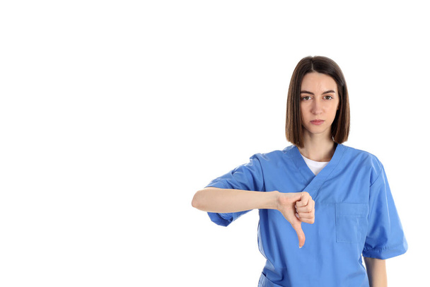 Female trainee nurse isolated on white background - Photo, Image