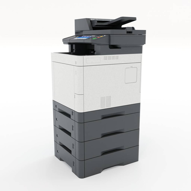 Multifunktionsdruckerscanner. Isolated Office professional technology Computer Equipment. 3D-Illustration - Foto, Bild