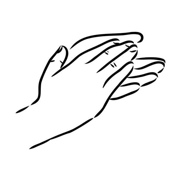 Taps, taps kezek gravírozás vektoros illusztráció. Scratch fórumon stílus utánzása. Kézzel rajzolt kép. - Vektor, kép