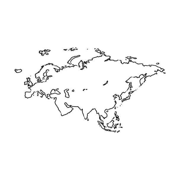 durva sziluett Európa és Ázsia, kontinens elszigetelt fehér vektor illusztráció - Vektor, kép