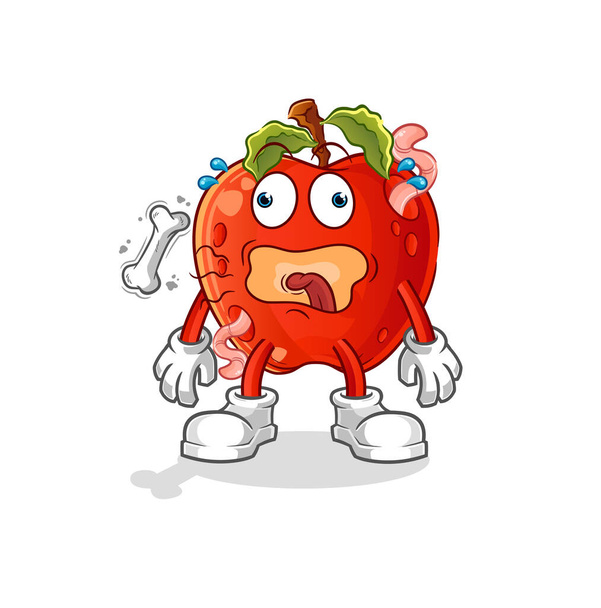 pomme avec mascotte vermifuge. vecteur de dessin animé - Vecteur, image
