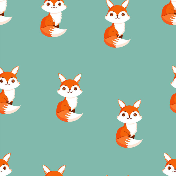 Naadloos patroon met schattige vos. Textuur met dieren voor textiel, behang of print design. Vectorillustratie - Vector, afbeelding