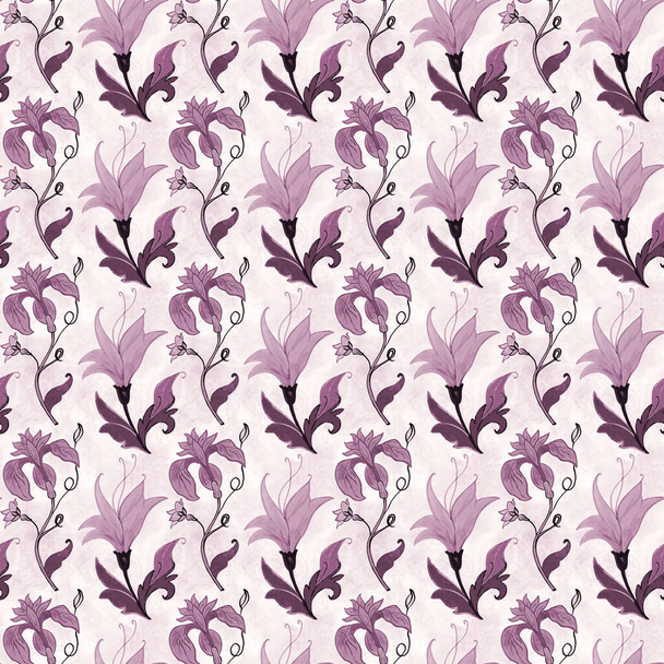 Nahtlos von Hand gezeichnete florale Oberflächenmuster in rosa Farbe. Verwendung für Modedesign, Wohndekoration, Tapeten und Geschenkpakete. - Foto, Bild