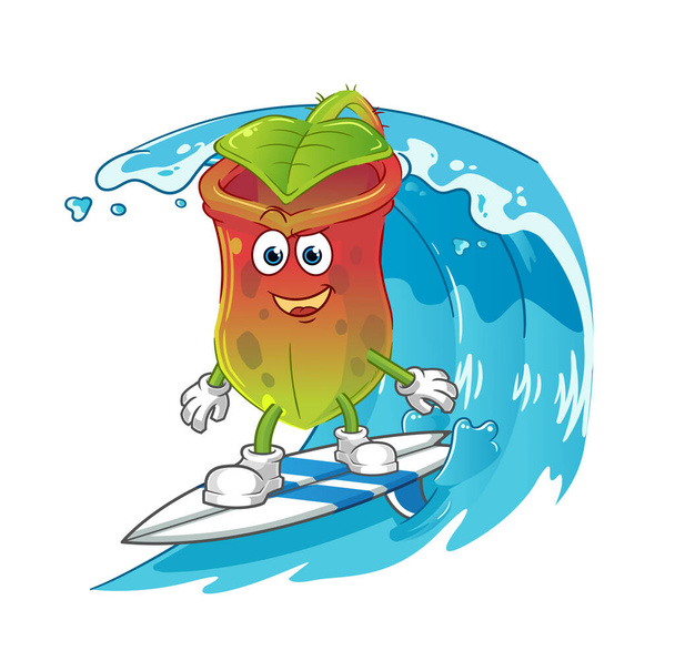 Неппес - серфингист. вектор талисмана мультфильма - Вектор,изображение