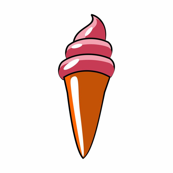 Cono de helado sobre fondo blanco. Imagen vectorial - Vector, imagen
