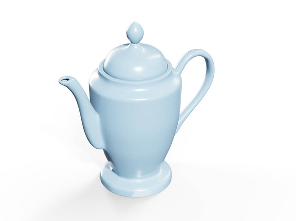 Stylish insulated plastic electric white kettle. 3d illustration, 3d rendering. - Foto, Imagem
