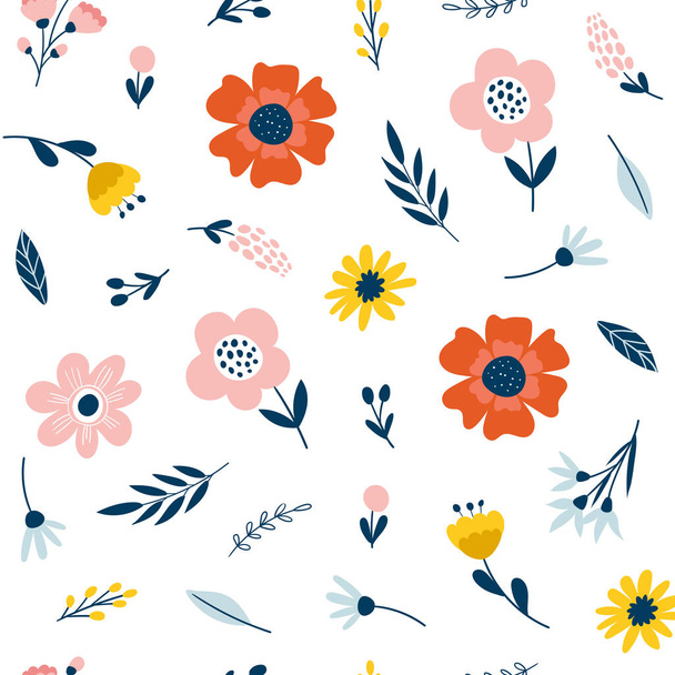 Seamless pattern with flowers. Design for fabric print. Vector illustration - Вектор, зображення