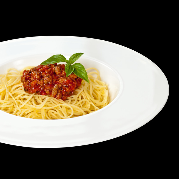 イタリア料理。スパゲティ ボロネーゼ. - 写真・画像