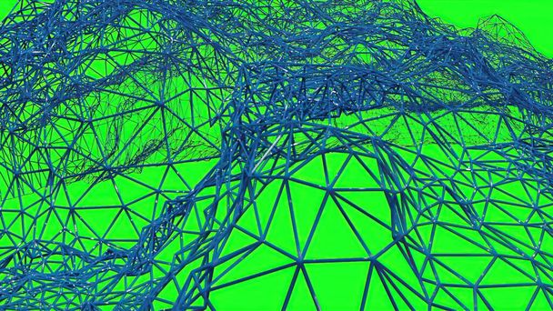 3d illustration - Abstract wireframe structure using as modern science fiction background on green screen - Photo, Image