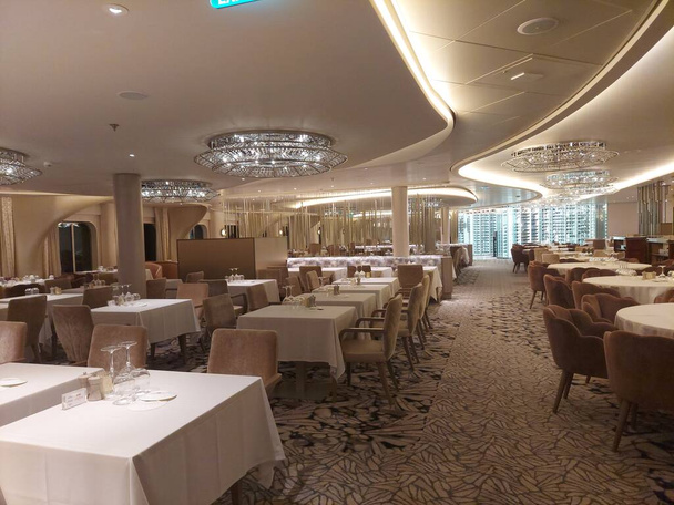 Miami USA , JAN 15 2022 fine dining restaurant on cruise ship - Photo, Image