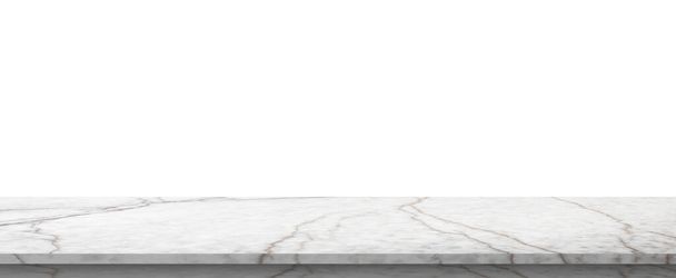 fehér márvány kő asztal tetején elszigetelt fehér háttér termék kijelző - Fotó, kép