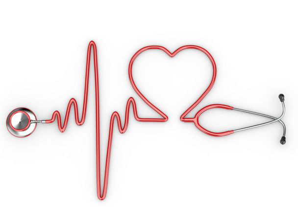 Stetoscopio e una silhouette del cuore e dell'ECG
 - Foto, immagini