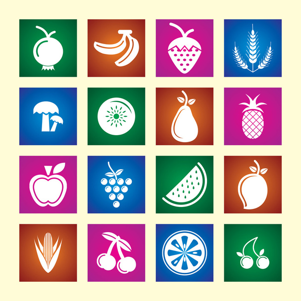 Fruits and vegetables icons - Vector, Image
