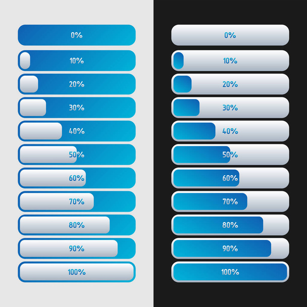 Two options for loading icons from 0 to 100%. The isolated vector illustration is easy to edit.  - Вектор, зображення