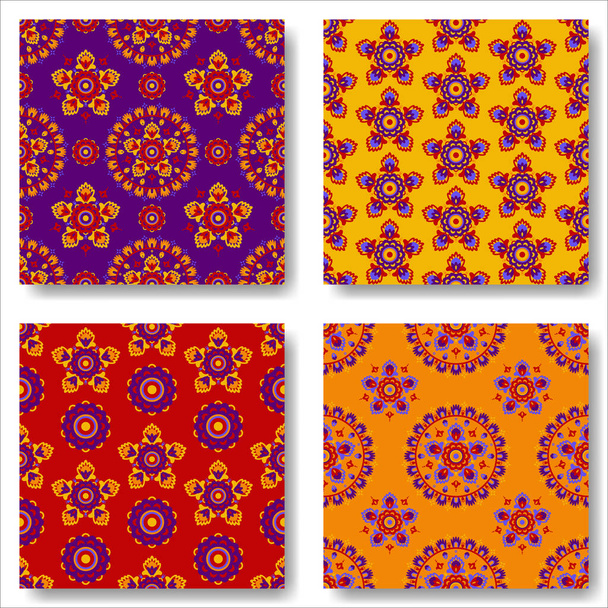 Boho style seamless pattern set. Cute and cozy cottagecore vector backgrounds - Vector, Image