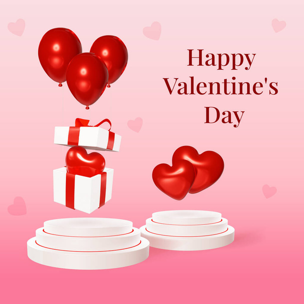 Valentine's Day greeting card, printing house, 3d rendering - Photo, Image