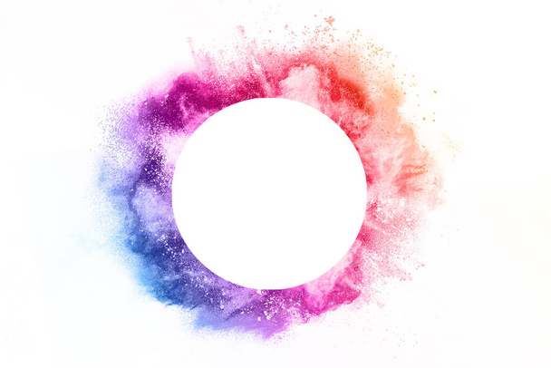 abstract powder splatted background. Colorful powder explosion on white background. Colored cloud. Colorful dust explode. Paint Holi. - Фото, изображение