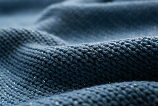 Beautiful pale blue knitted fabric as background, closeup - Photo, Image