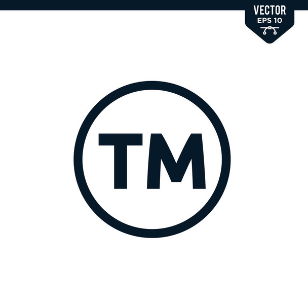 TM-Innenkreis im Zusammenhang mit dem Markensymbol, Glyphen-Stil - Vektor, Bild