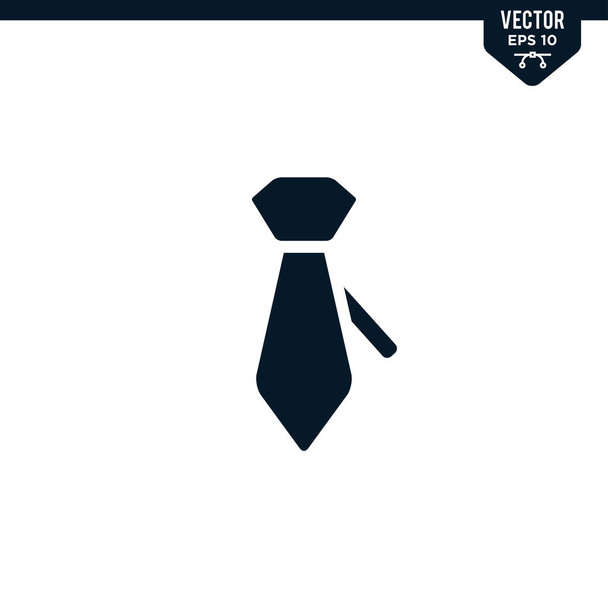Nyakkendő ikon gyűjtemény gliff stílusban, szilárd színű vektor - Vektor, kép