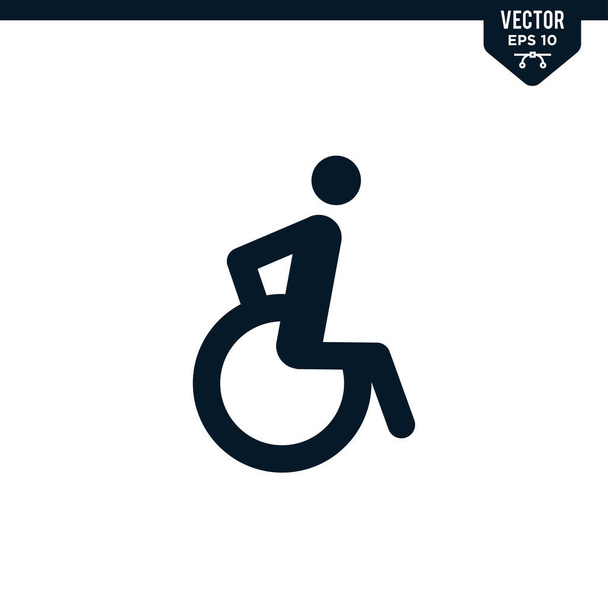 Minder mobielen Handicap icoon collectie in glyph stijl, effen kleur vector - Vector, afbeelding