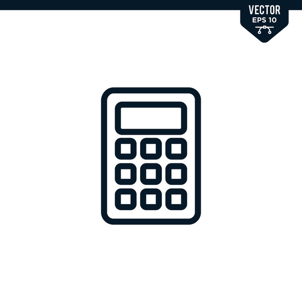 colección de iconos de calculadora en estilo de arte delineado o de línea, vector de carrera editable - Vector, imagen