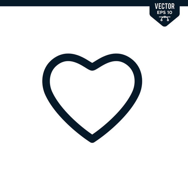 Favoriete hart icoon collectie in geschetste of lijn kunst stijl, bewerkbare beroerte vector - Vector, afbeelding