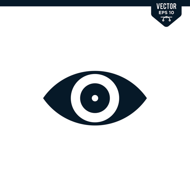 Coleção de ícones de olhos em estilo glifo, vetor de cor sólida - Vetor, Imagem