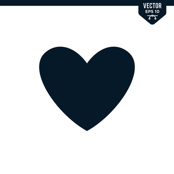 Favoriete hart icoon collectie in glyph stijl, effen kleur vector - Vector, afbeelding