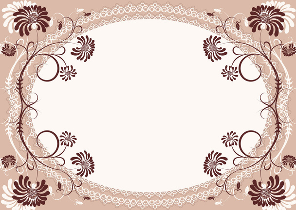 Vector floral background with decor frame for text - Vektori, kuva