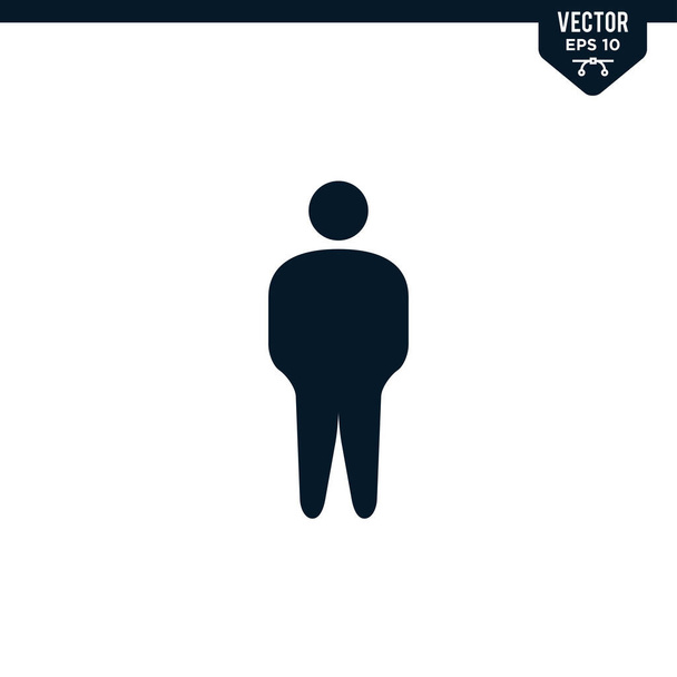 Colección de iconos de hombre de pie en estilo glifo, vector de color sólido - Vector, Imagen