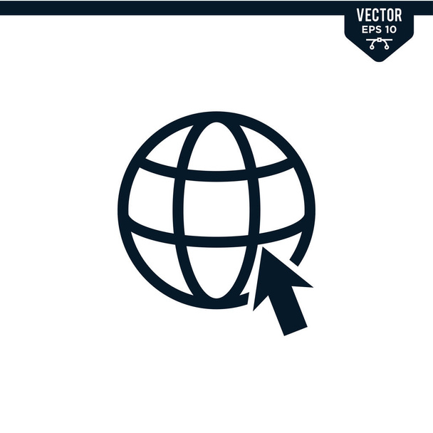 Globe ontwerp gerelateerd aan website icoon, glyph stijl, effen kleur vector - Vector, afbeelding