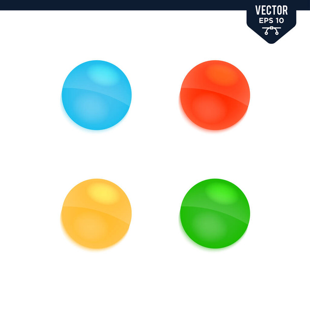 Rounded button set 3D style collection - Vector, Image