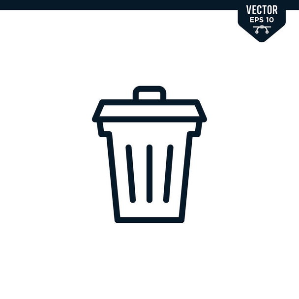 Collection d'icônes poubelle dans le style contour ou line art, vecteur de course modifiable - Vecteur, image