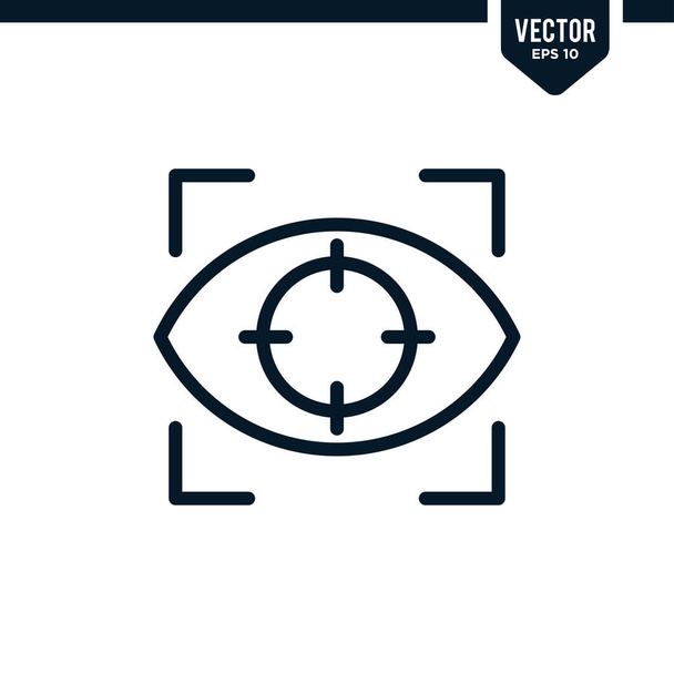 Detección ocular o reconocimiento ocular relacionado con la colección de iconos de exploración biométrica en estilo de arte delineado o en línea, vector de trazo editable - Vector, Imagen