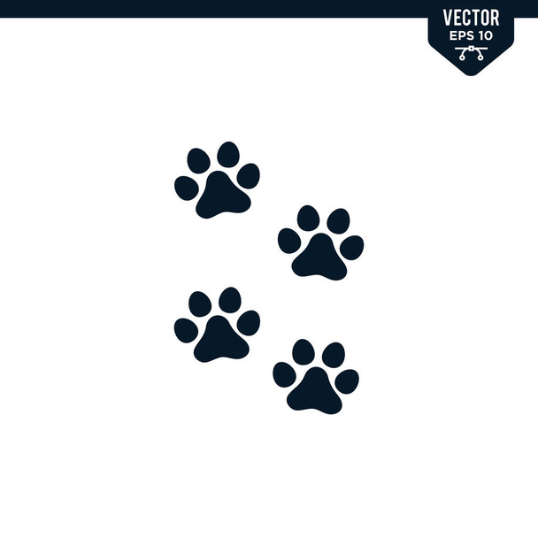 Animal paw icon collection in glyph style, solid color vector - Vector, Image