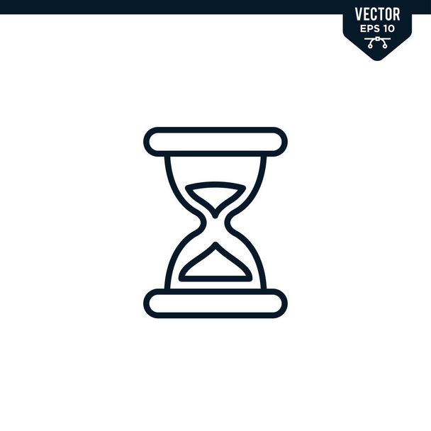 Hourglass icon collection in outlined or line art style, editable stroke vector - Vector, Image