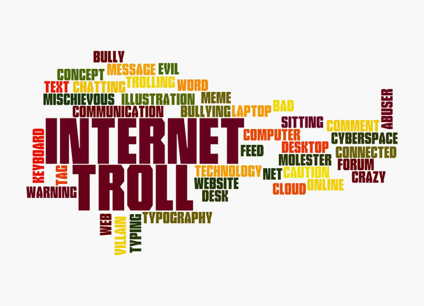 Word Cloud met INTERNET TROLL concept, geïsoleerd op een witte achtergrond. - Foto, afbeelding