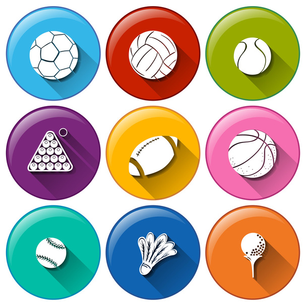 Icone rotonde con le diverse palline sportive
 - Vettoriali, immagini