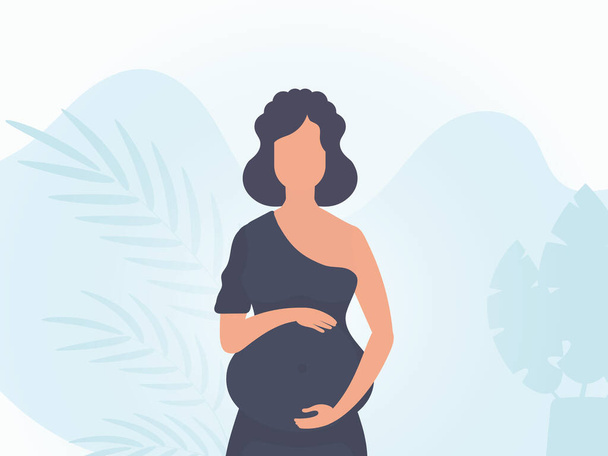 Zwanger meisje Banner in zachte kleuren. Vectorillustratie. - Vector, afbeelding